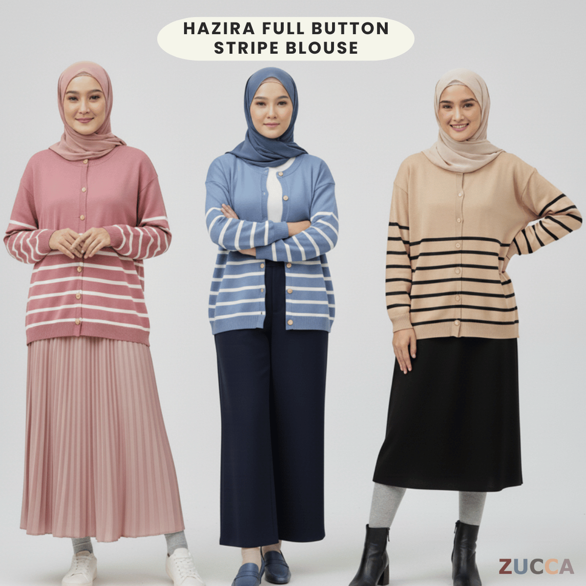 ZUCCA HAZIRA KNIT BUTTON CARDIGAN LABUH- DM189