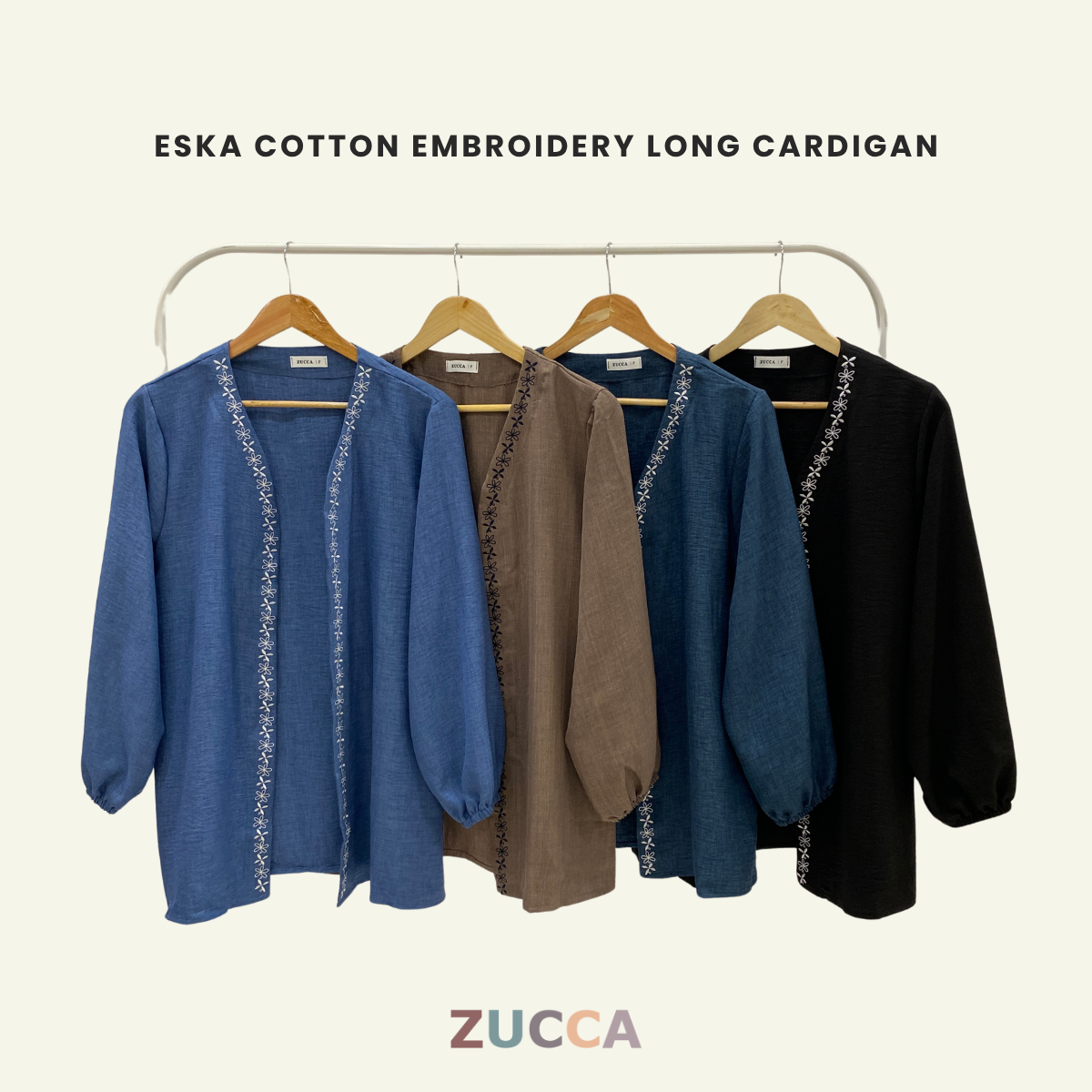 ZUCCA ESKA COTTON EMBROIDERY LONG CARDIGAN - DM201