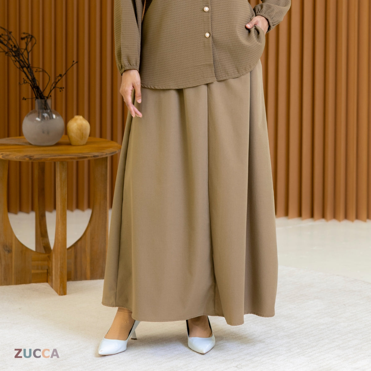 ZUCCA ELIA HIGH WAIST MAXI A-LINE SKIRT - DM223