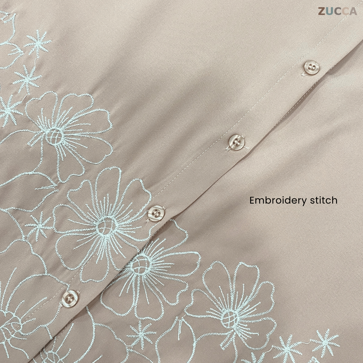 ZUCCA RUNI FLOWER EMBROIDERY WITH FULL BUTTON BLOUSE - DM231