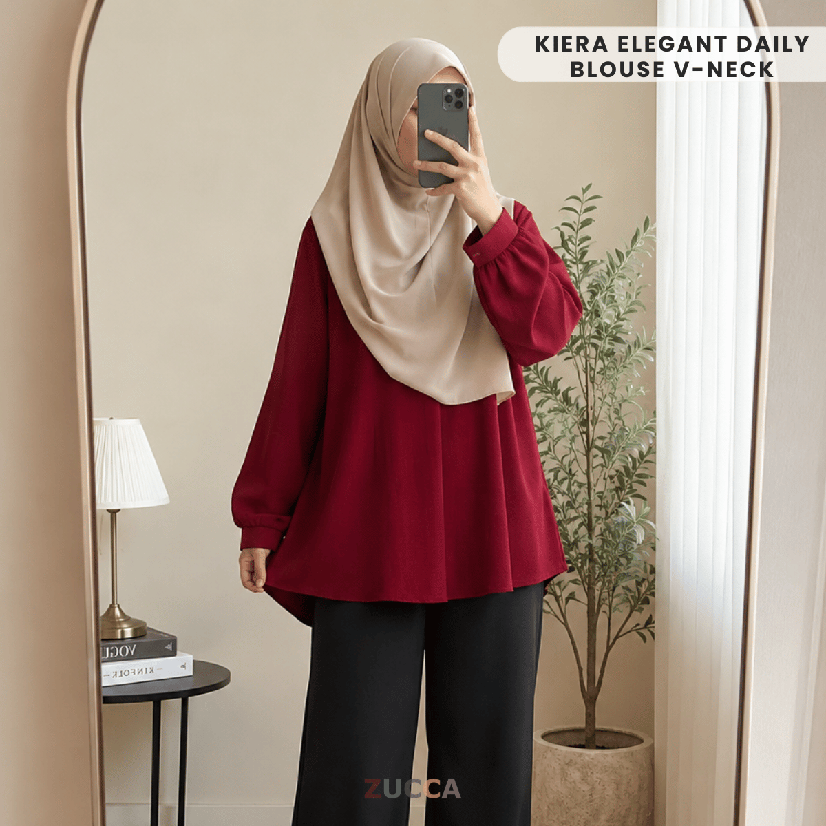 ZUCCA KIERA ELEGANT DAILY BLOUSE V-NECK-DM247