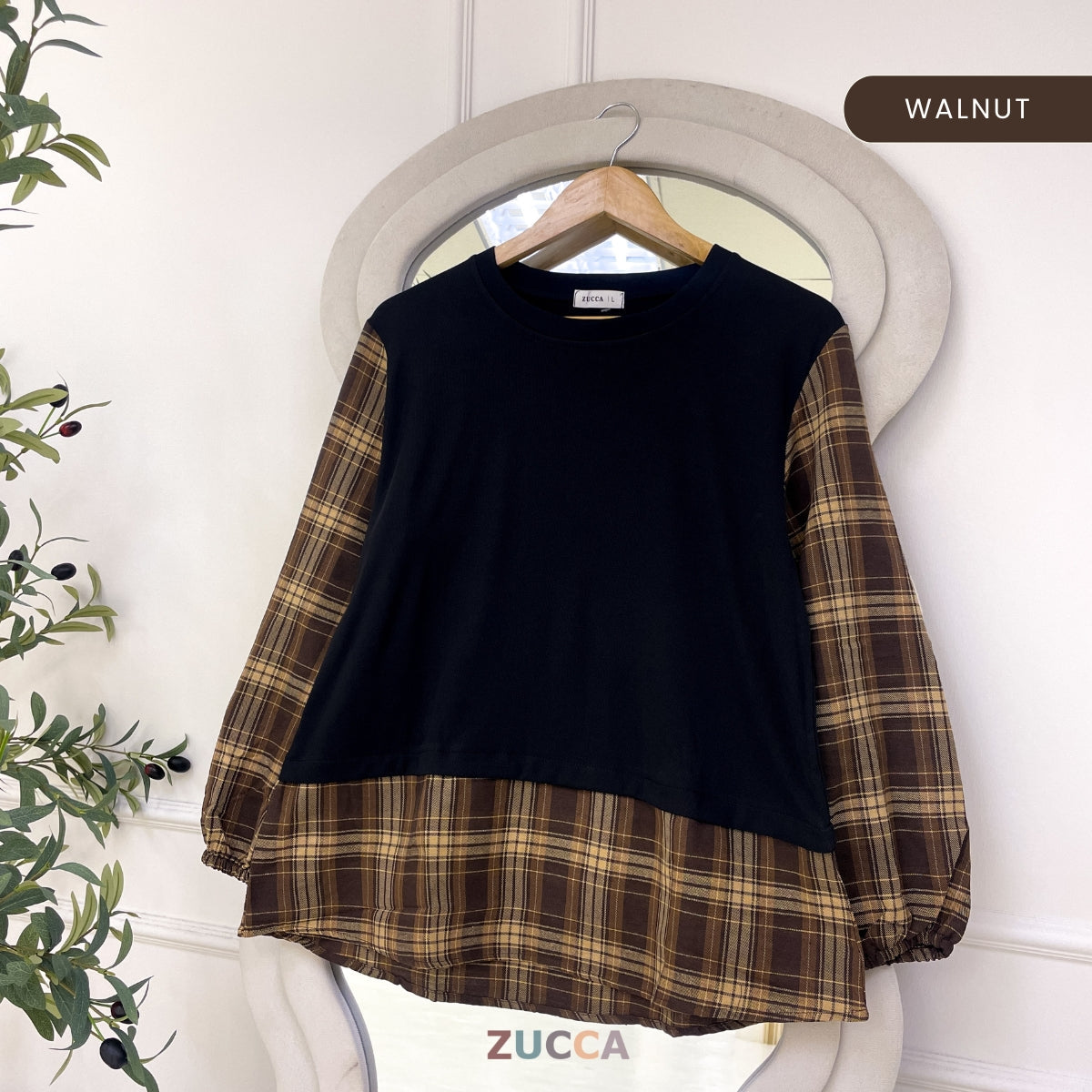 ZUCCA ALEENA BLOUSE PATCHWORK PLAID BERPETAK - DM254