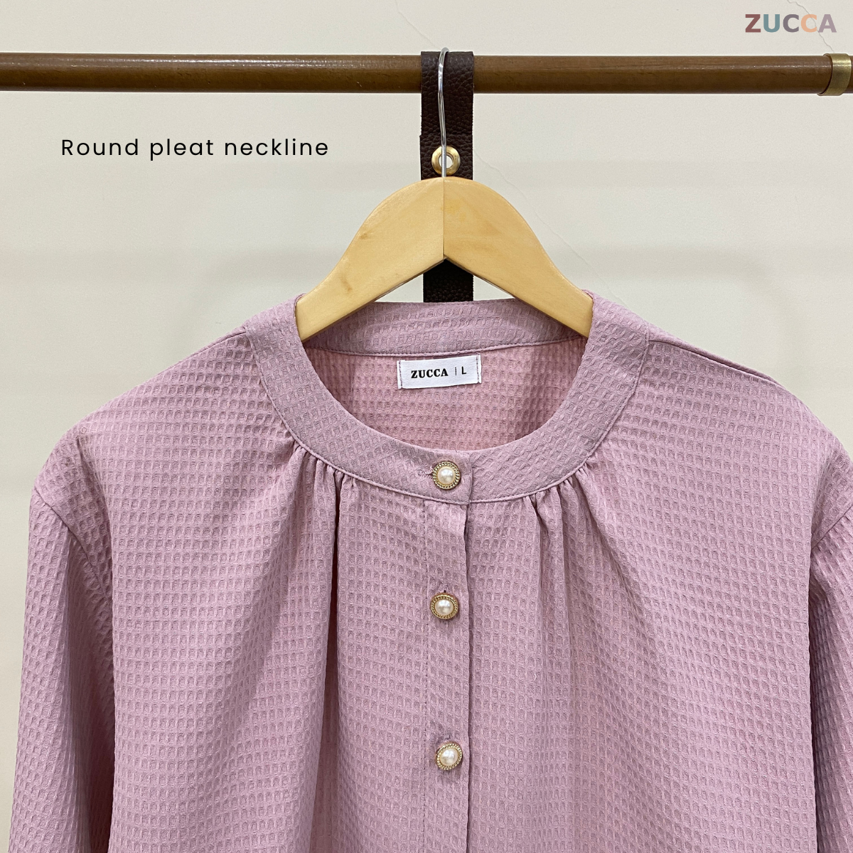 ZUCCA KORI HONEYCOMB KNIT BUTTON DOWN BLOUSE - DM261