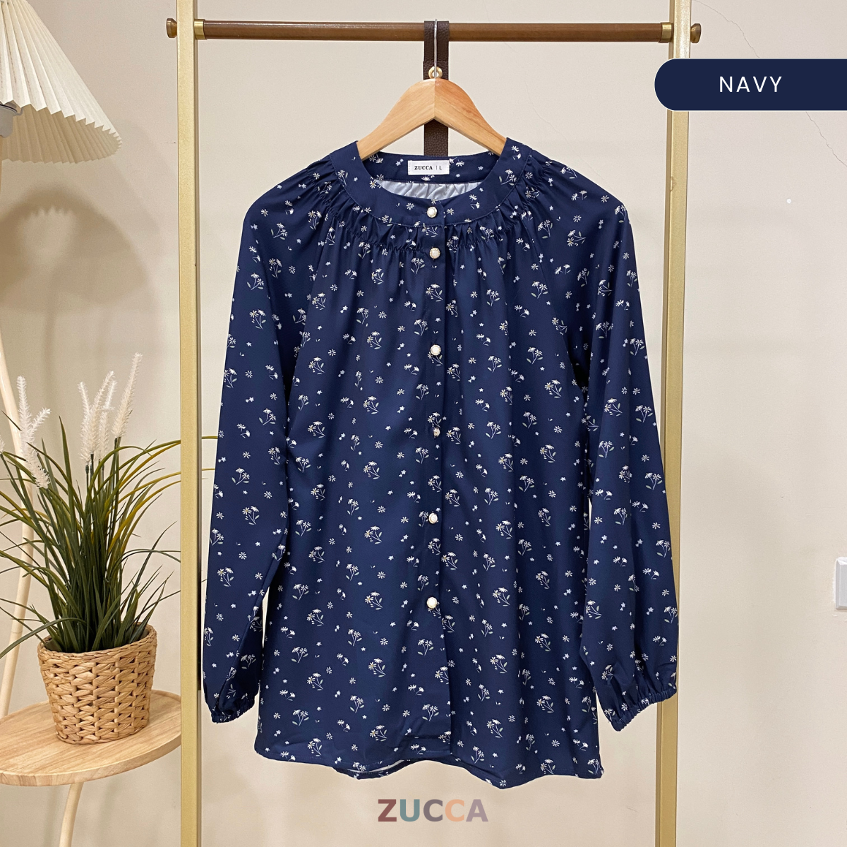 ZUCCA NARA KEMEJA BERCORAK FLORAL BERBUTANG PENUH - DM262GAYA KOREA