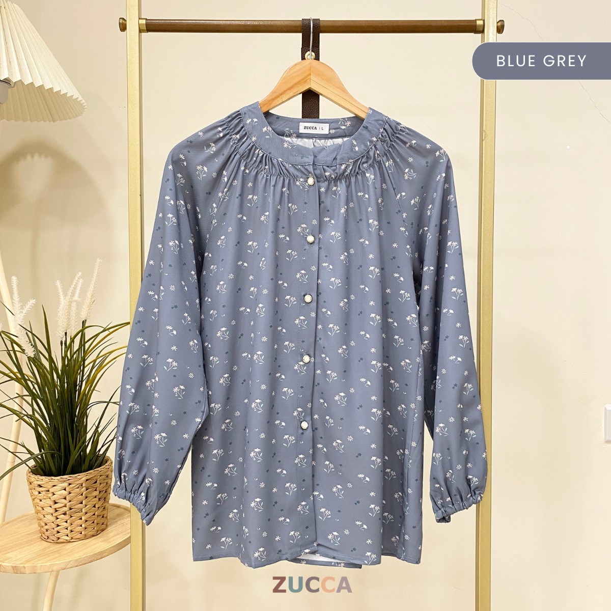 ZUCCA NARA KEMEJA BERCORAK FLORAL BERBUTANG PENUH - DM262GAYA KOREA