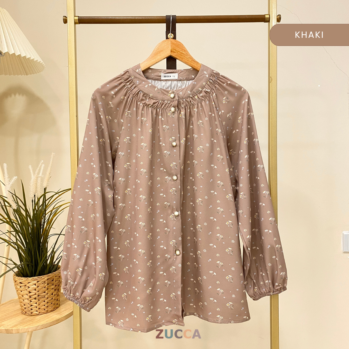 ZUCCA NARA KEMEJA BERCORAK FLORAL BERBUTANG PENUH - DM262GAYA KOREA