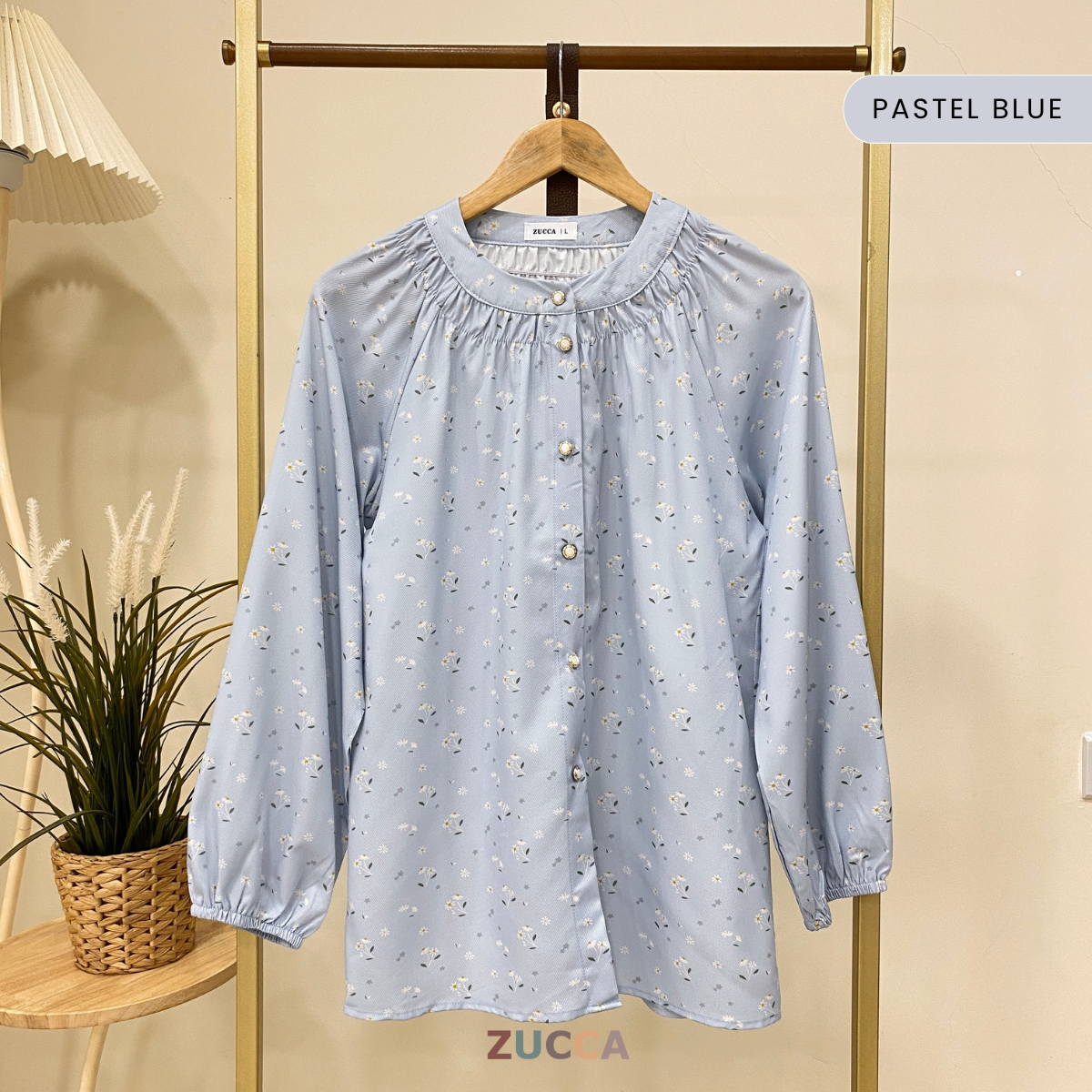 ZUCCA NARA KEMEJA BERCORAK FLORAL BERBUTANG PENUH - DM262GAYA KOREA