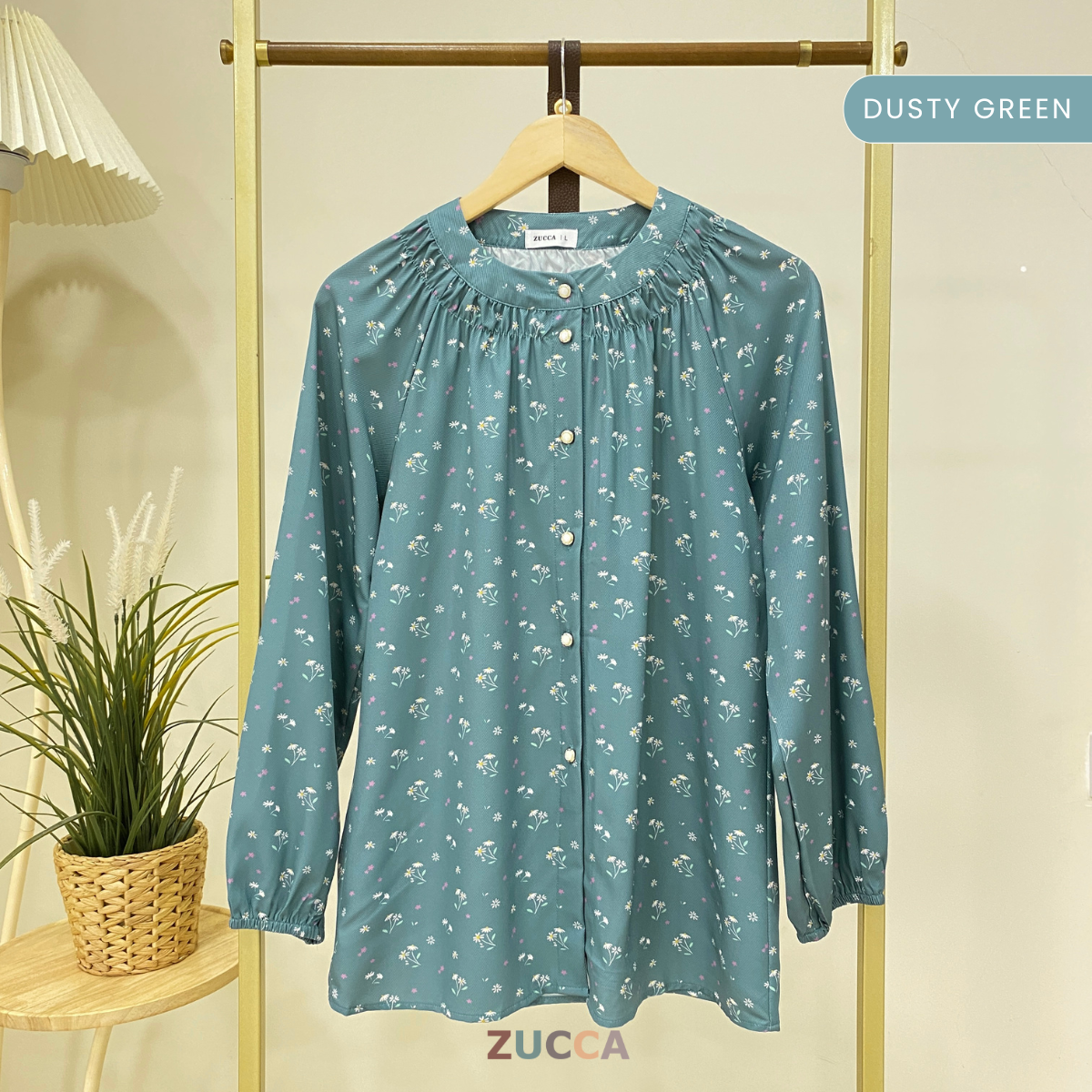 ZUCCA NARA KEMEJA BERCORAK FLORAL BERBUTANG PENUH - DM262GAYA KOREA