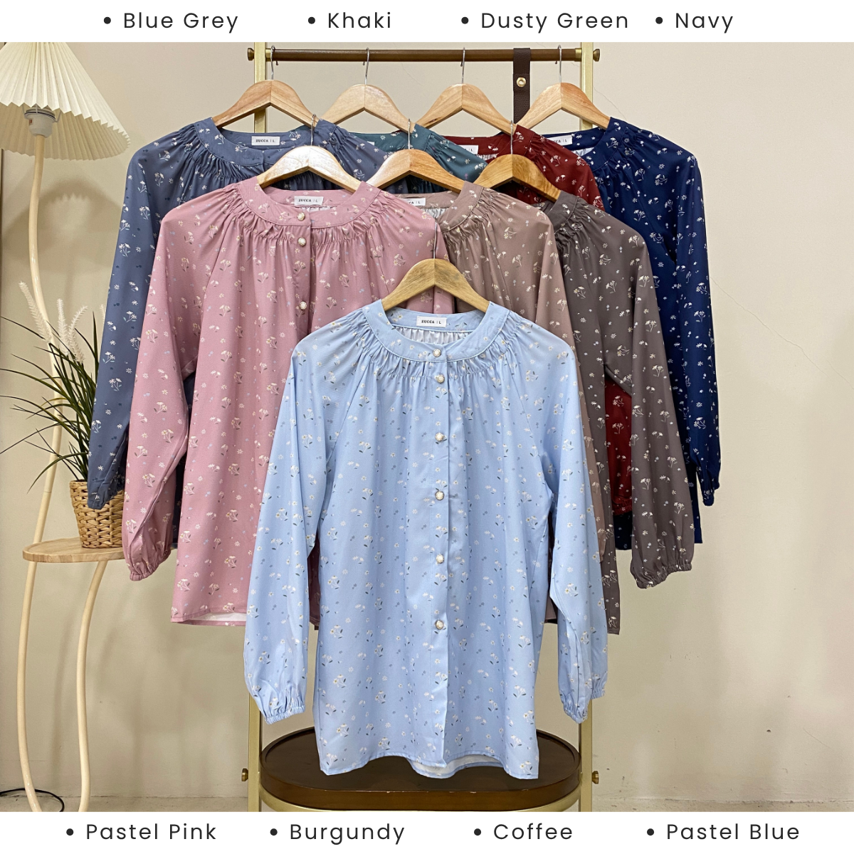 ZUCCA NARA KEMEJA BERCORAK FLORAL BERBUTANG PENUH - DM262GAYA KOREA