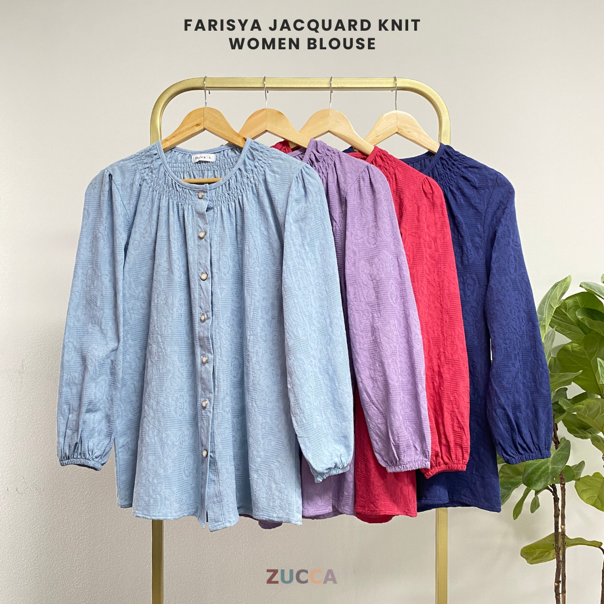 ZUCCA FARISYA BLAUS WANITA JACQUARD - DM269