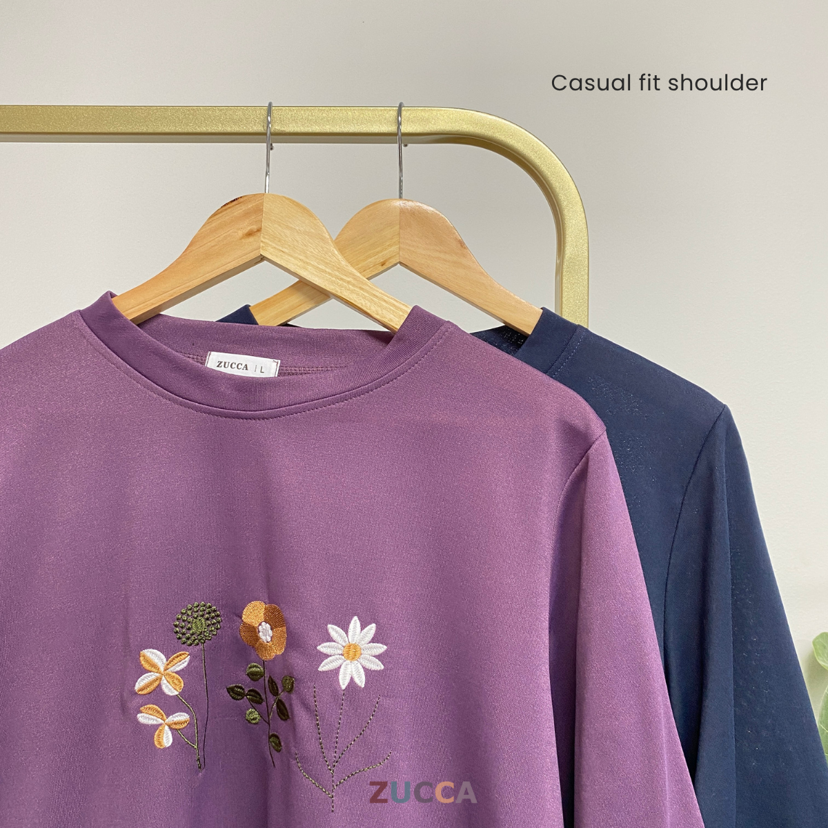 ZUCCA MAXINE BLAUS KASUAL WANITA DENGAN SULAMAN BUNGA - DM274