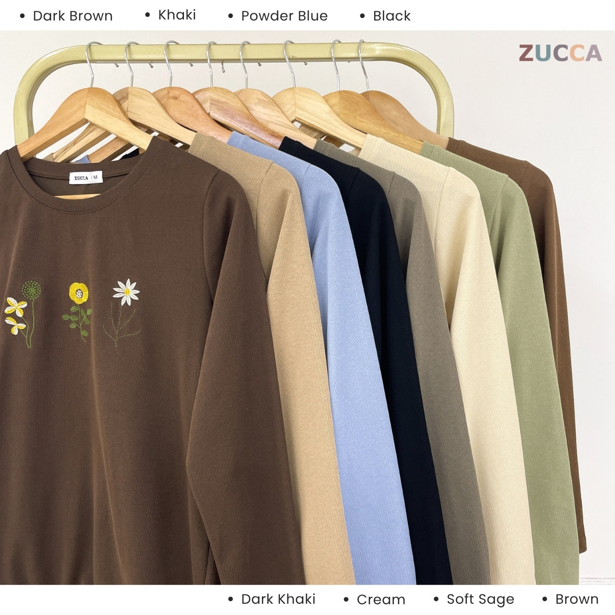 ZUCCA MAXINE BLAUS KASUAL WANITA DENGAN SULAMAN BUNGA - MA247