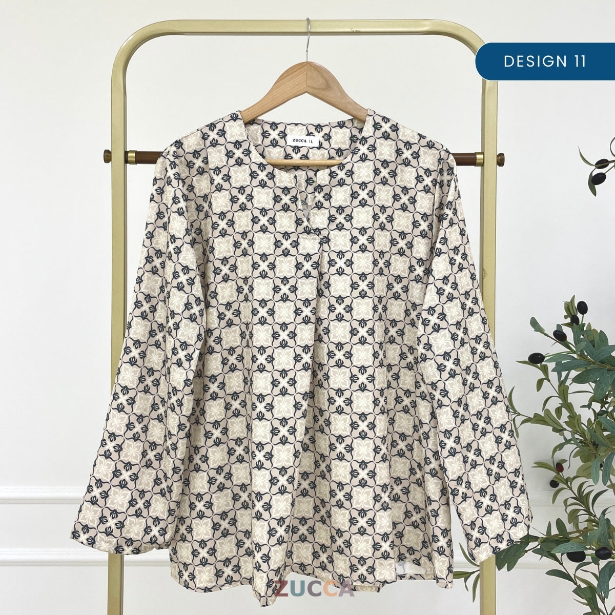 ZUCCA SYAZEE BLAUS WANITA BERCORAK – DM277 POTONGAN MODEN LONGGAR