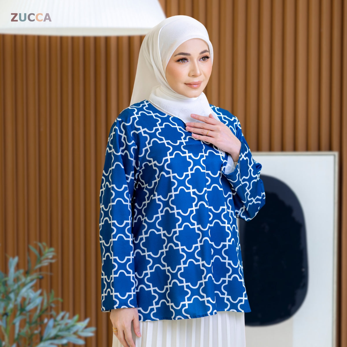 ZUCCA SYAZEE BLAUS WANITA BERCORAK – DM277 POTONGAN MODEN LONGGAR