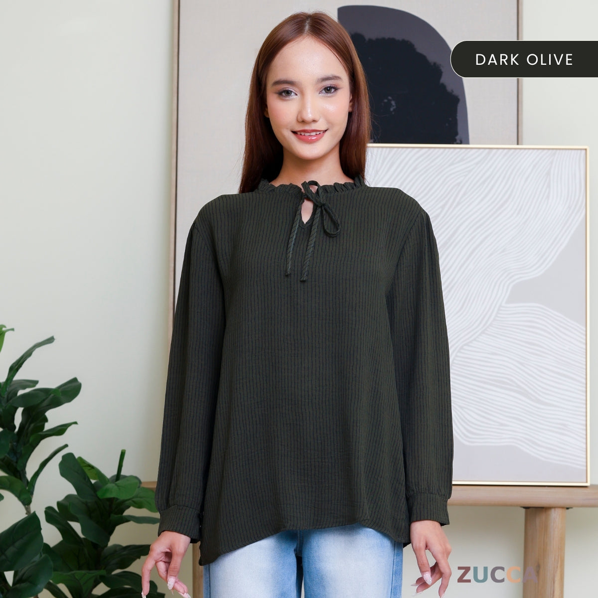 ZUCCA DAYANA KASUAL WOMEN BLOUSE RUFFLE NECK - DM279