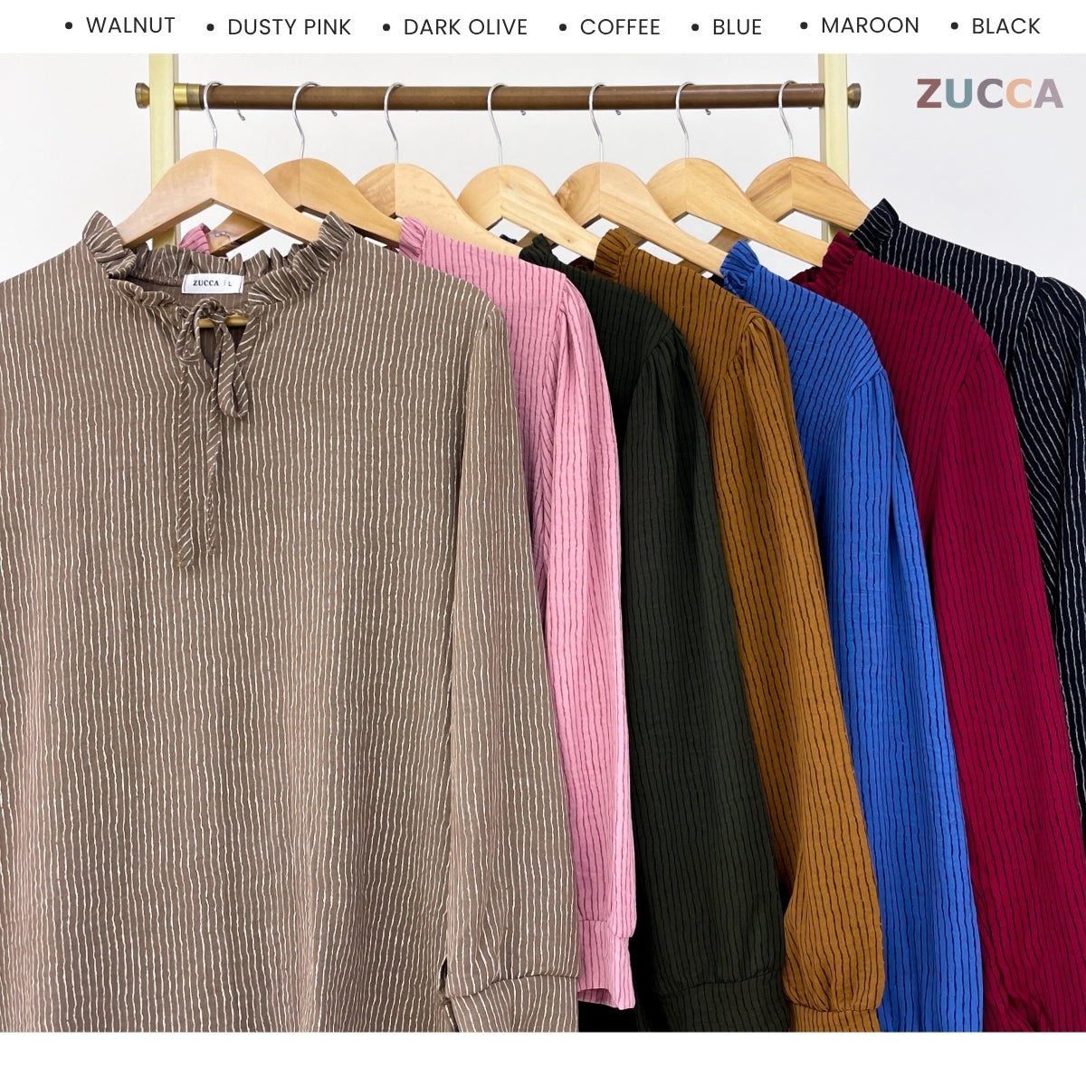 ZUCCA DAYANA KASUAL WOMEN BLOUSE RUFFLE NECK - DM279