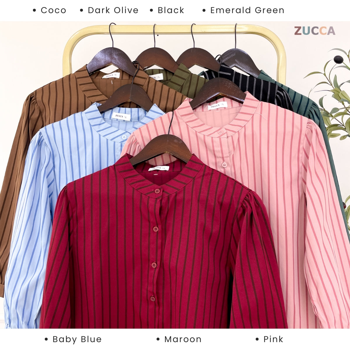 ZUCCA DALILI STRIPE FULL BUTTON BLOUSE COMFY - DM281 KOREAN STYLE Baju Cotton