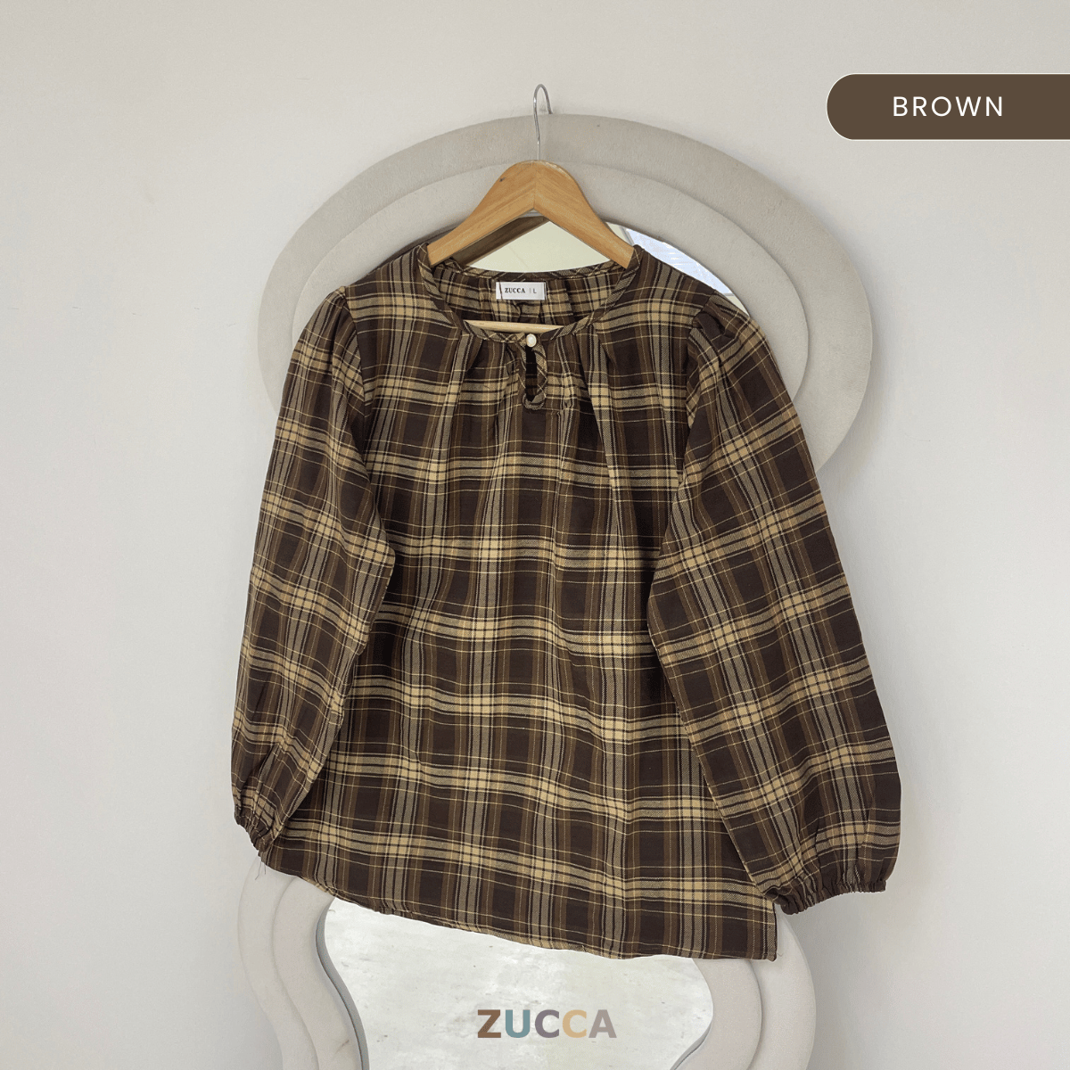 ZUCCA NANCY BLAUS WANITA KASUAL CORAK PLAID - DM282