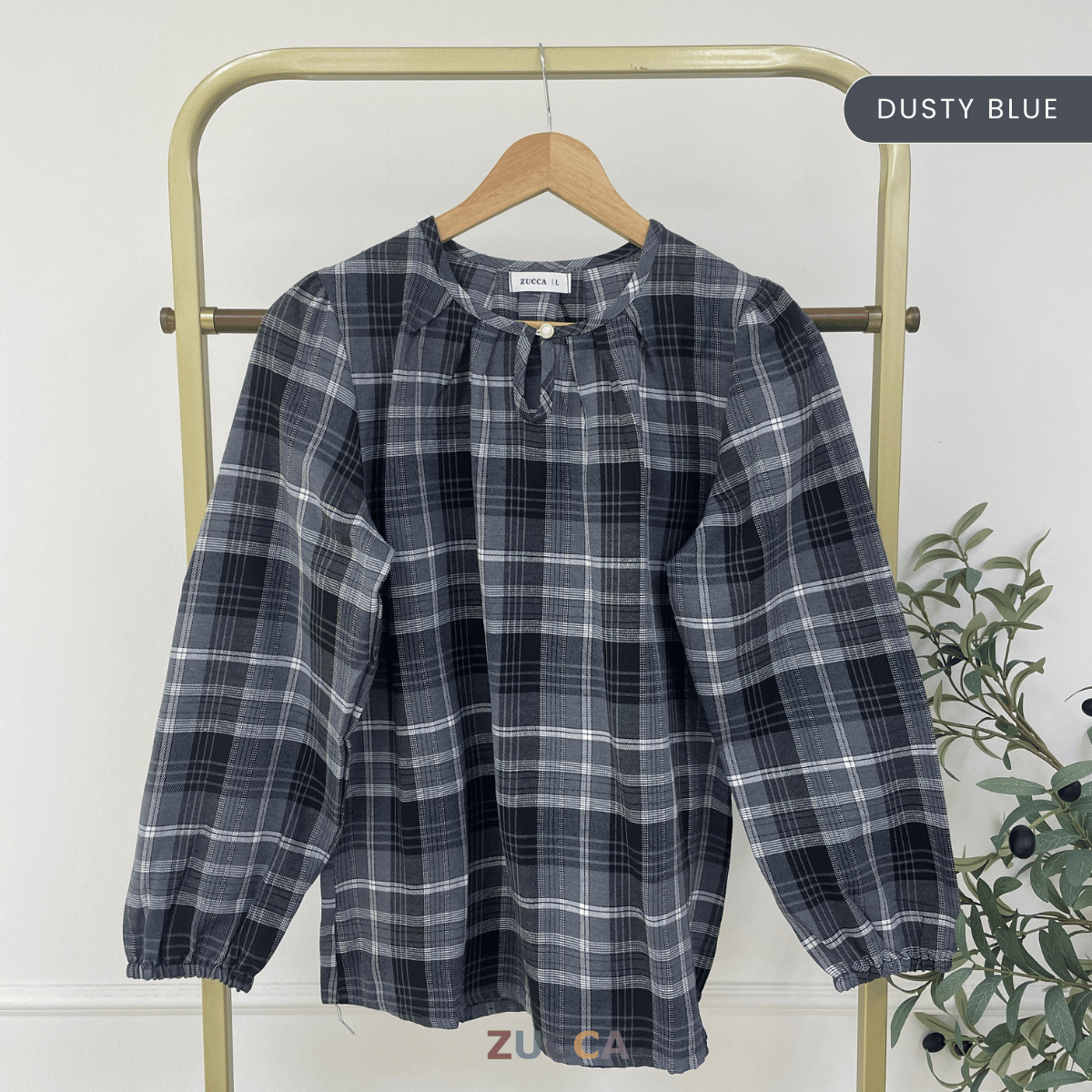 ZUCCA NANCY BLAUS WANITA KASUAL CORAK PLAID - DM282