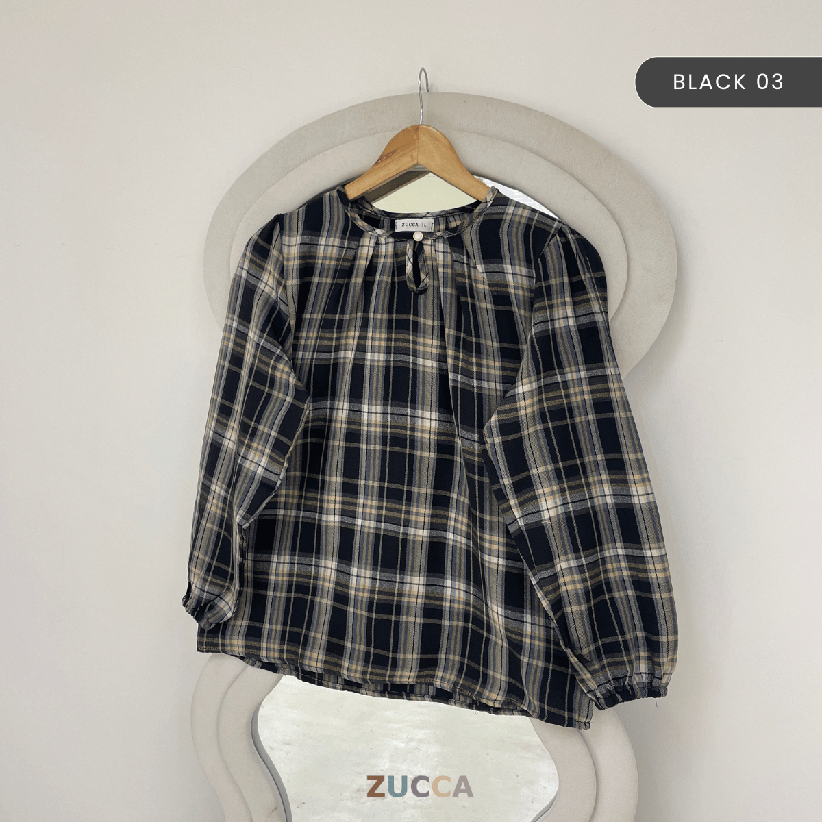 ZUCCA NANCY BLAUS WANITA KASUAL CORAK PLAID - DM282