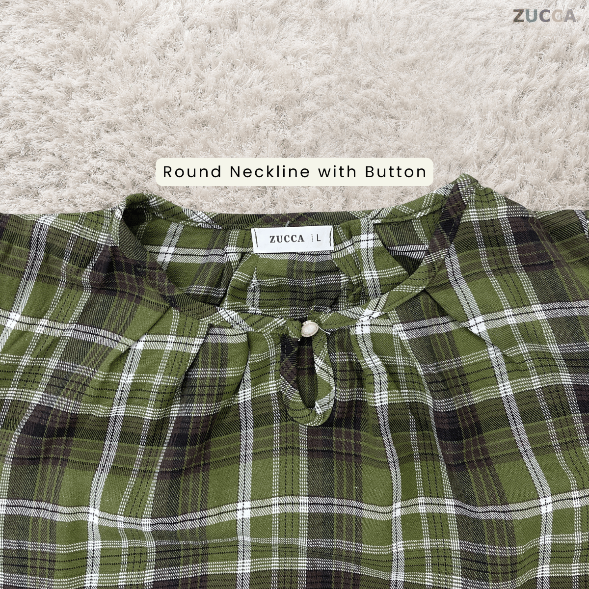 ZUCCA NANCY BLAUS WANITA KASUAL CORAK PLAID - DM282