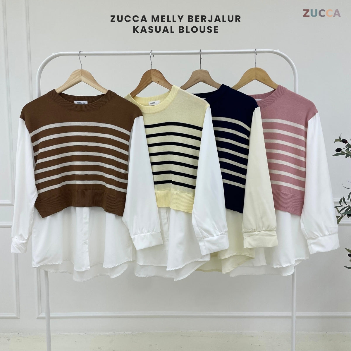 ZUCCA MELLY BERJALUR DWI-TONA KASUAL BLOUSE- DM288