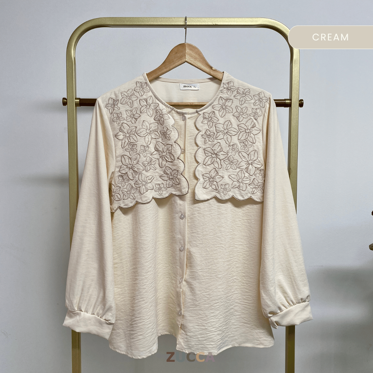 ZUCCA MAWAR FLORAL EMBROIDERY BLOUSE - DM291