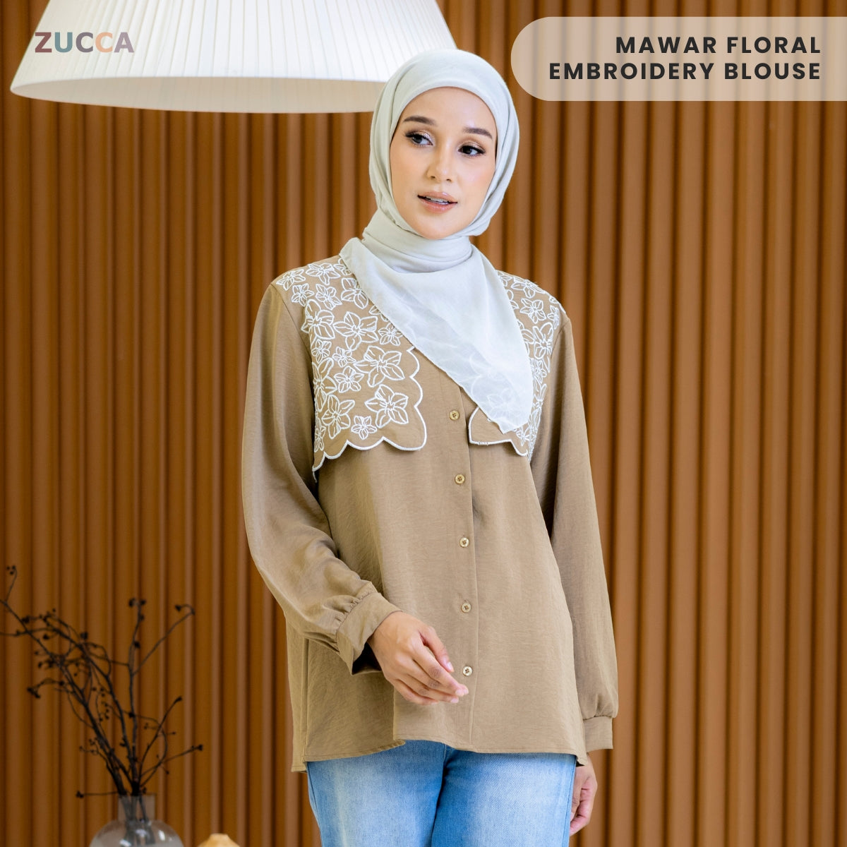 ZUCCA MAWAR FLORAL EMBROIDERY BLOUSE - DM291
