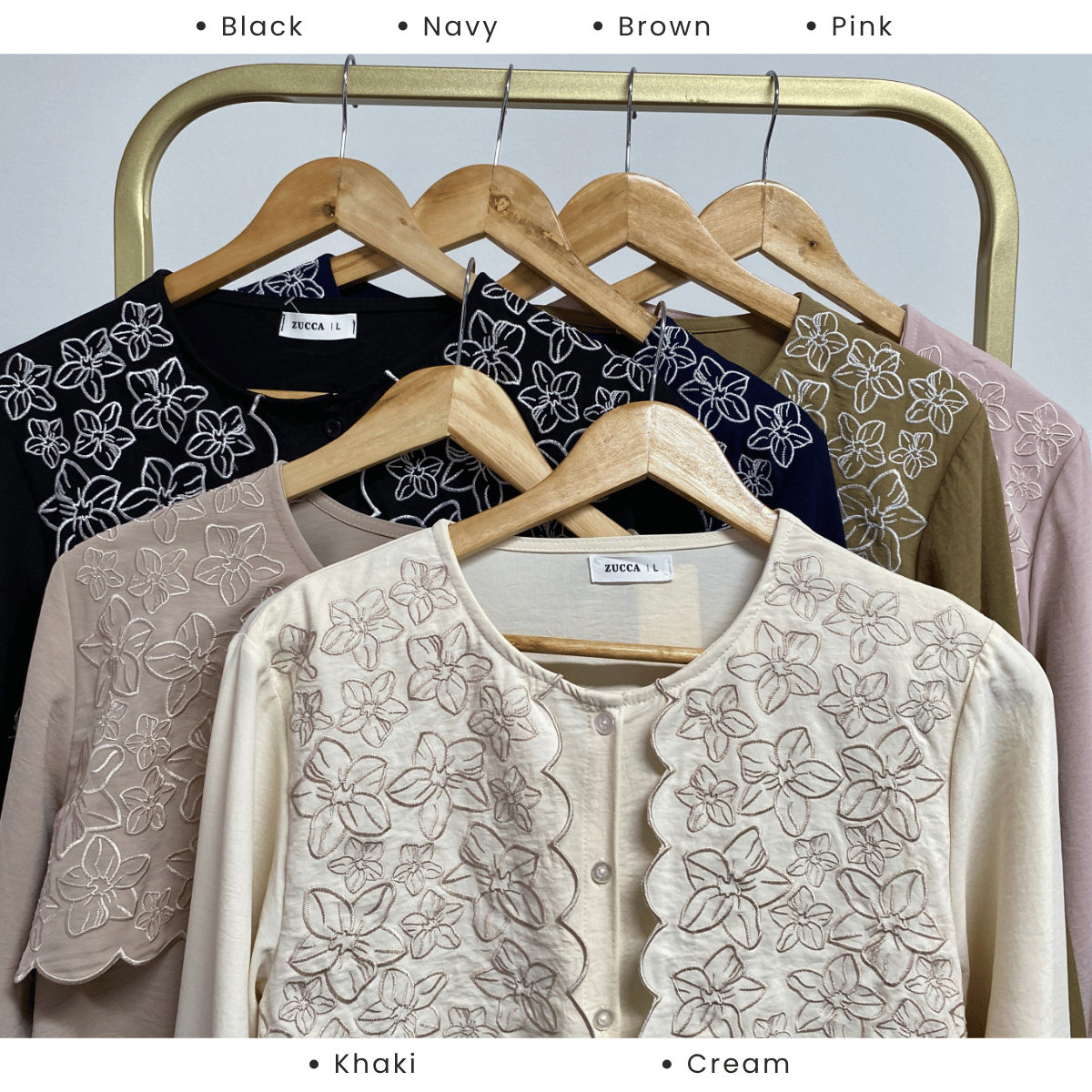 ZUCCA MAWAR FLORAL EMBROIDERY BLOUSE - DM291