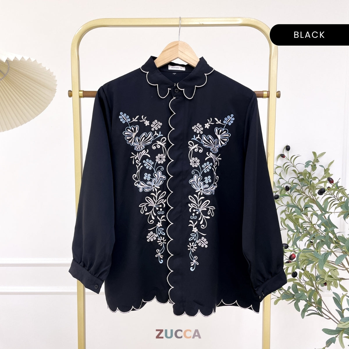 ZUCCA SELENA MODEST SCALLOP EDGE CASUAL BLOUSE - DM295