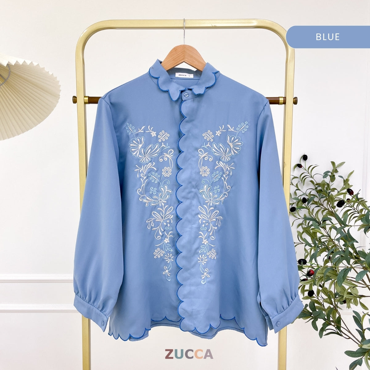 ZUCCA SELENA MODEST SCALLOP EDGE CASUAL BLOUSE - DM295
