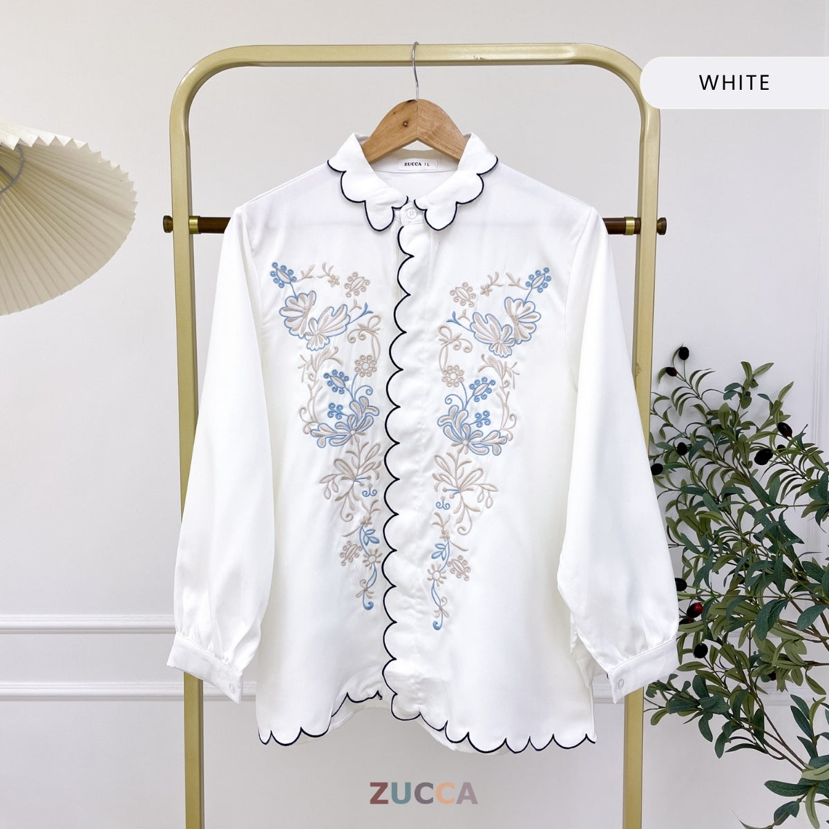 ZUCCA SELENA MODEST SCALLOP EDGE CASUAL BLOUSE - DM295