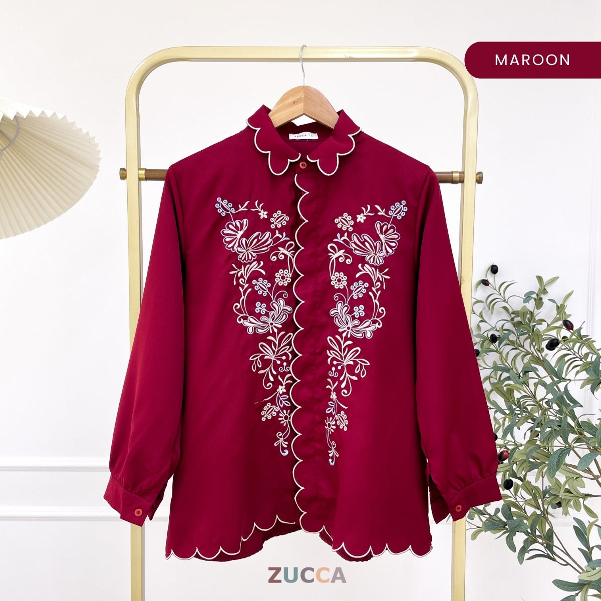 ZUCCA SELENA MODEST SCALLOP EDGE CASUAL BLOUSE - DM295