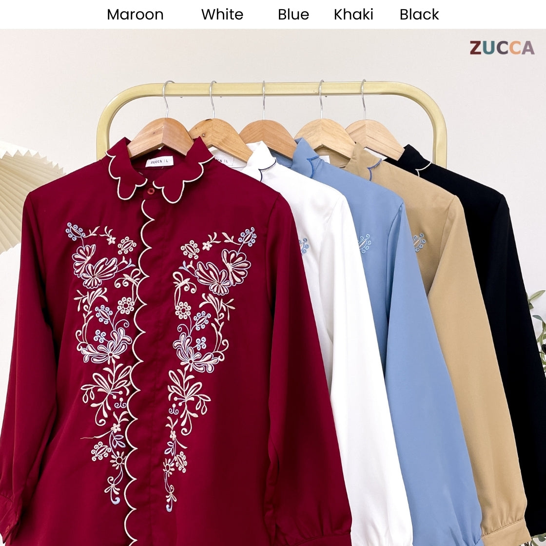 ZUCCA SELENA MODEST SCALLOP EDGE CASUAL BLOUSE - DM295