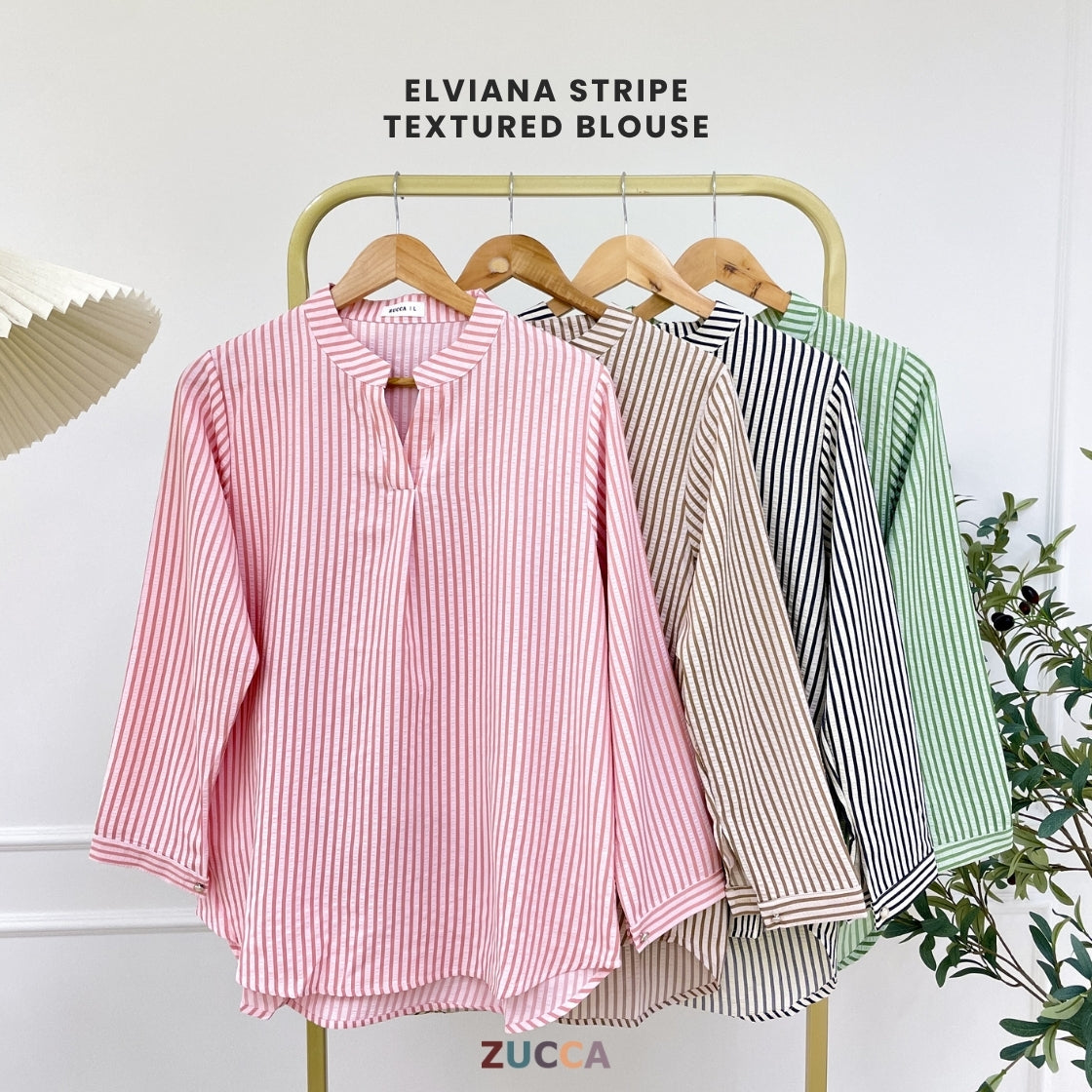 ZUCCA ELVIANA STRIPE TEXTURED BLOUSE-DM300