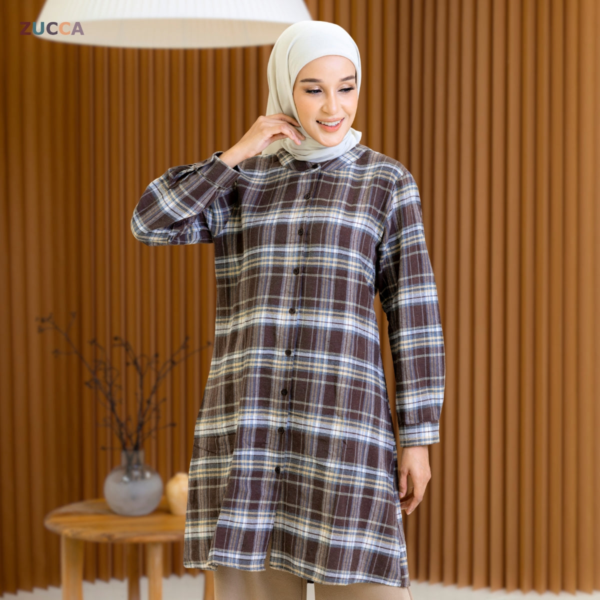 ZUCCA ARNIE VINTAGE CHECKERED LONG SHIRT-DM305 SHIRT