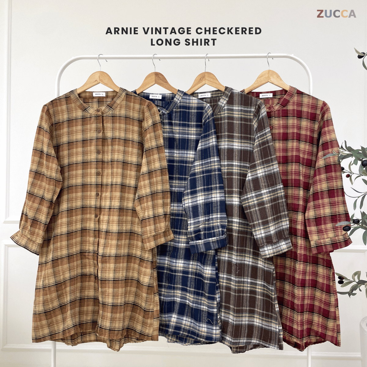 ZUCCA ARNIE VINTAGE CHECKERED LONG SHIRT-DM305 SHIRT