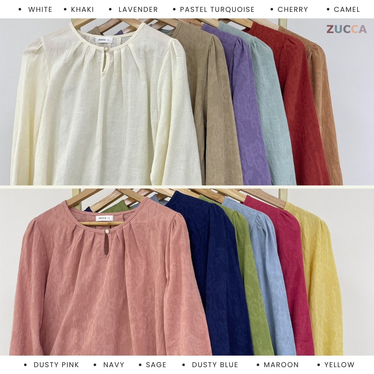 ZUCCA QAIRINA MODEST JACQUARD BLOUSE-DM308 Tops