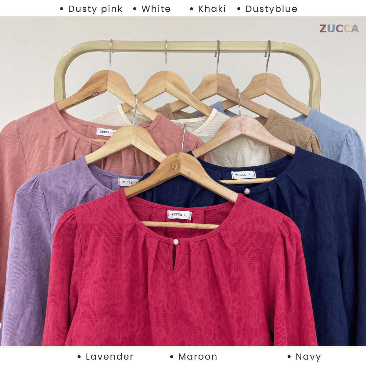 ZUCCA QAIRINA MODEST JACQUARD BLOUSE-DM308 Tops