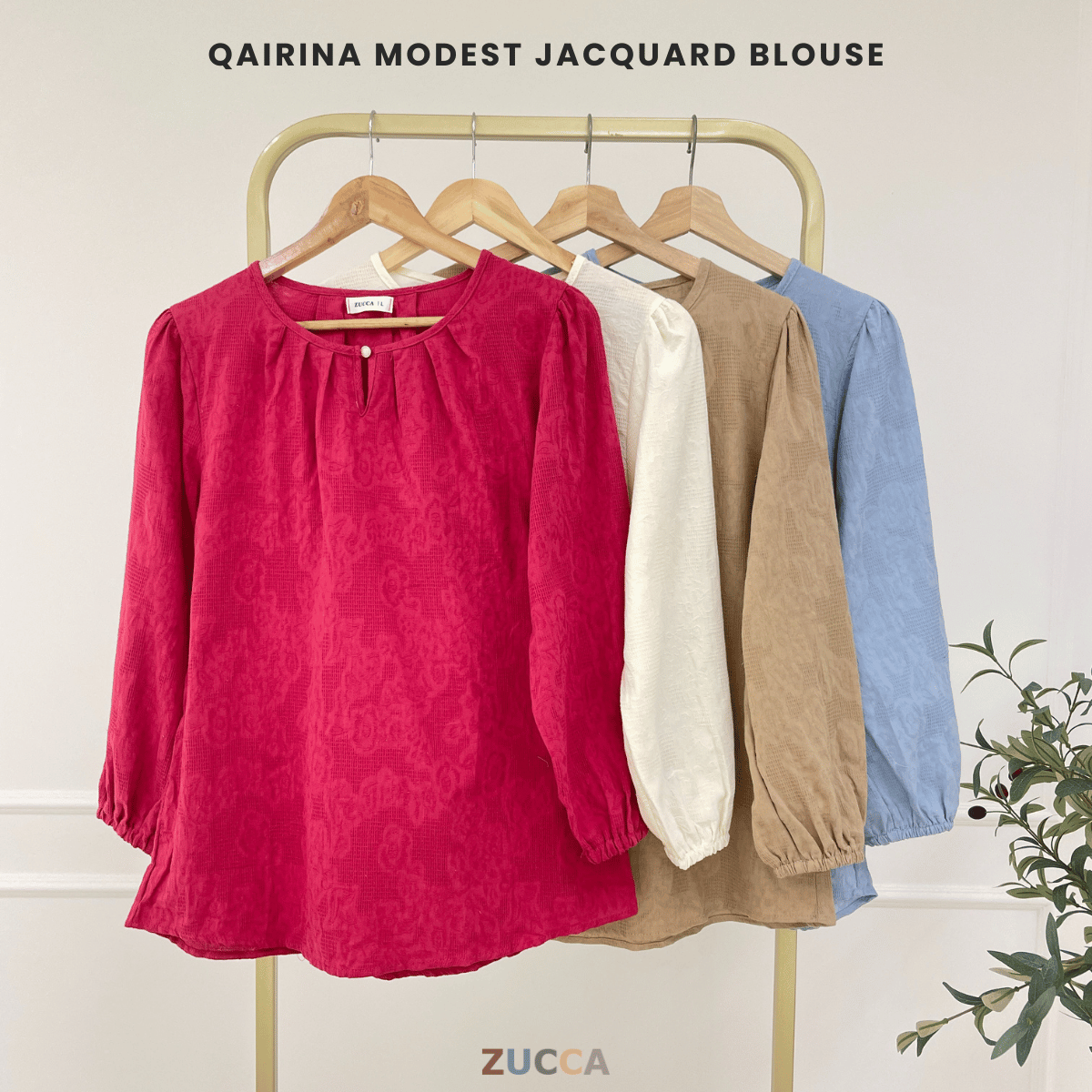 ZUCCA QAIRINA MODEST JACQUARD BLOUSE-DM308 Tops