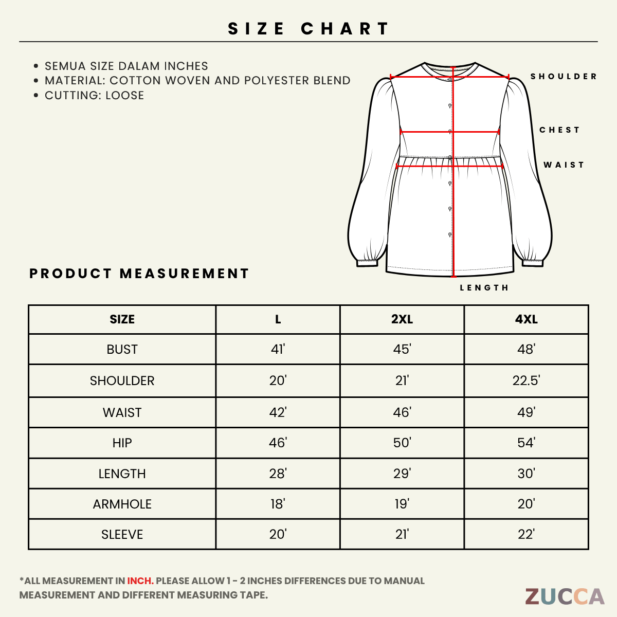 ZUCCA HALEEN WOMEN KASUAL BLOUSE KOREAN STYLE -DM312