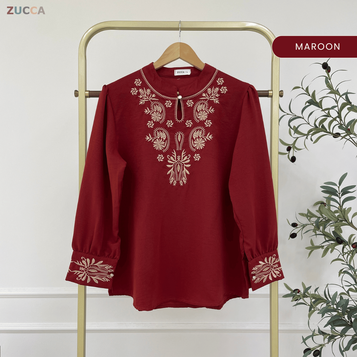 ZUCCA AZARIA KASUAL WOMEN EMBROIDERED STITCH BLOUSE - DM317