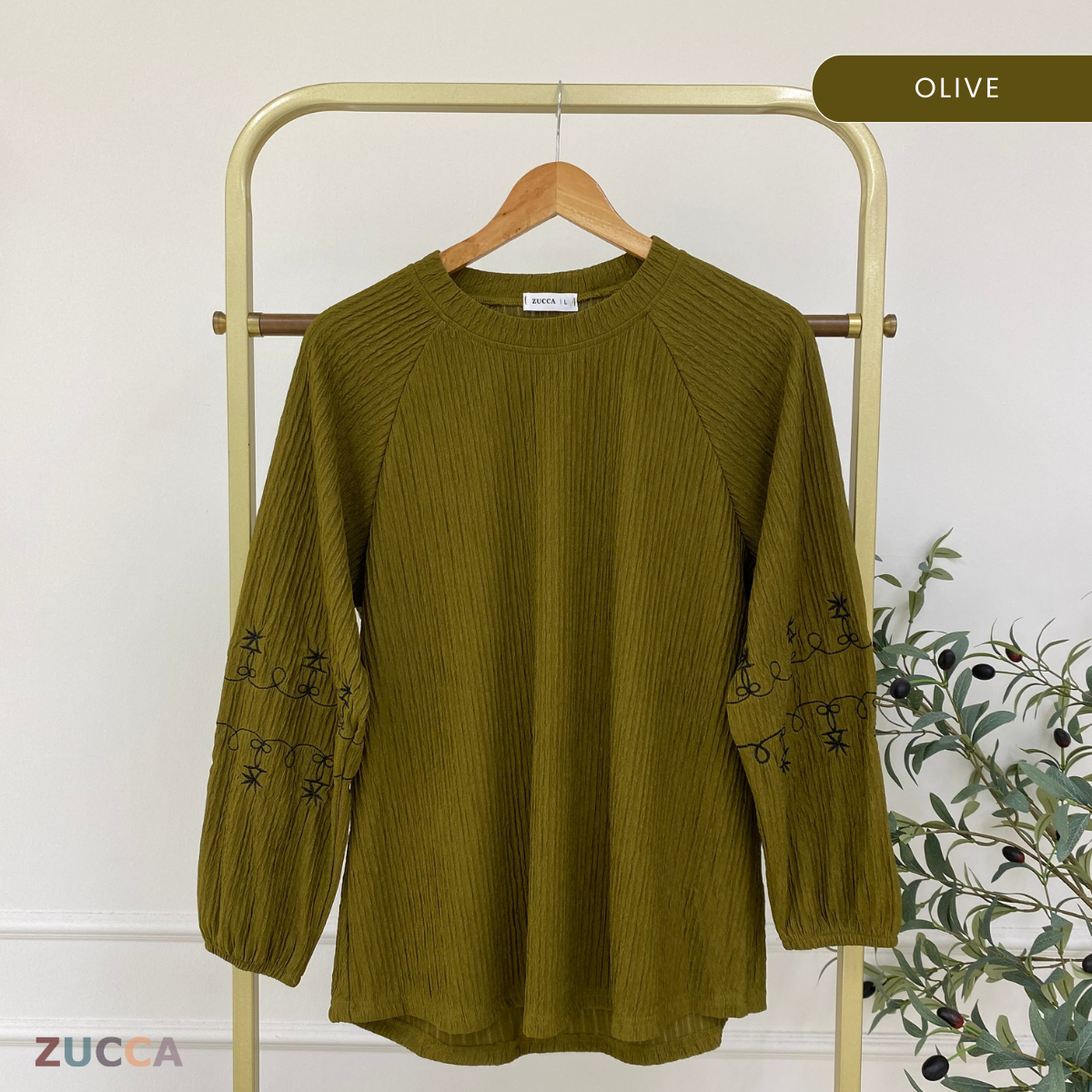 ZUCCA ARIYA KASUAL PLEATED BLOUSE LONG SLEEVE - DM319