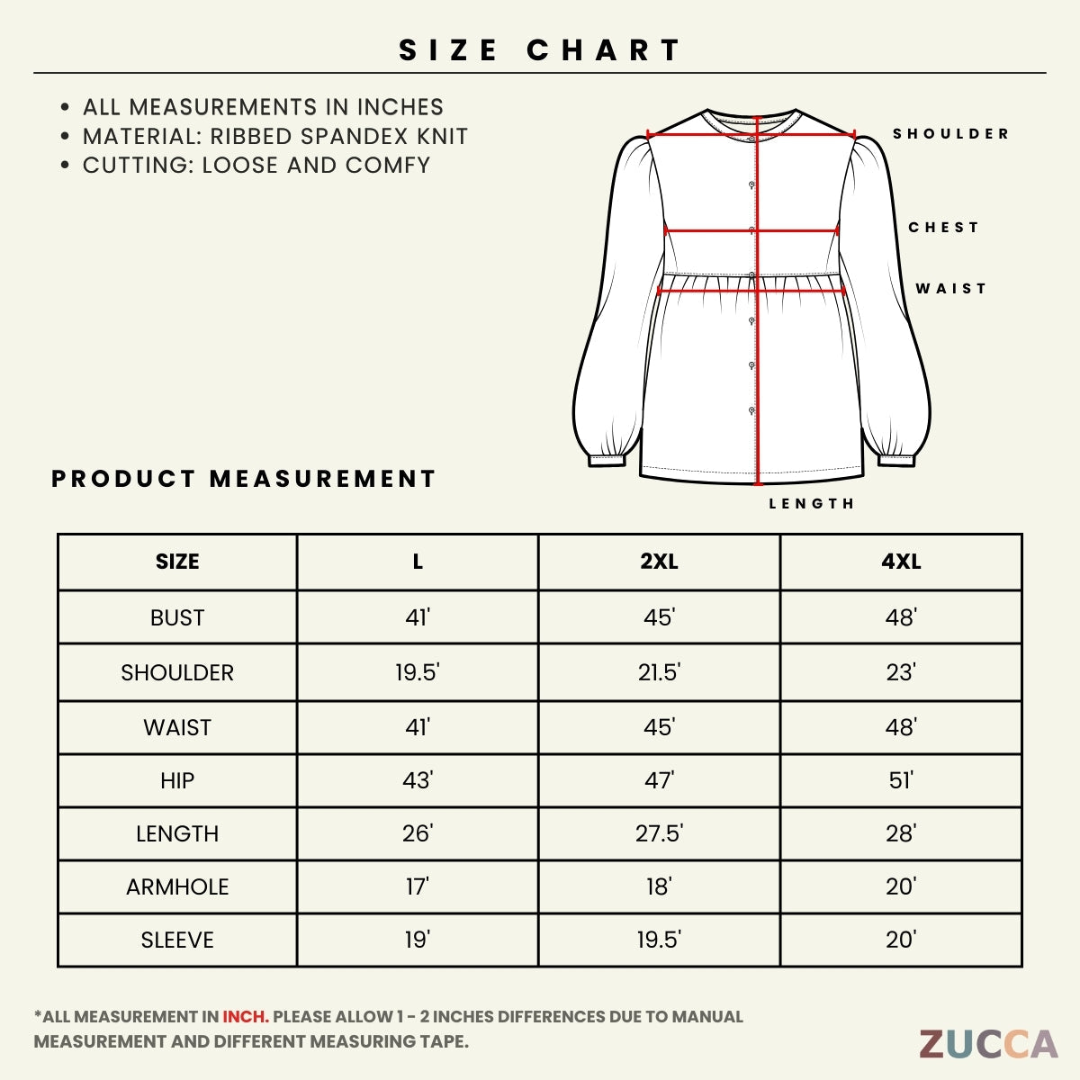 ZUCCA HAIRA WOMEN KASUAL PLAIN BLOUSE V-NECK COLLAR - DM320