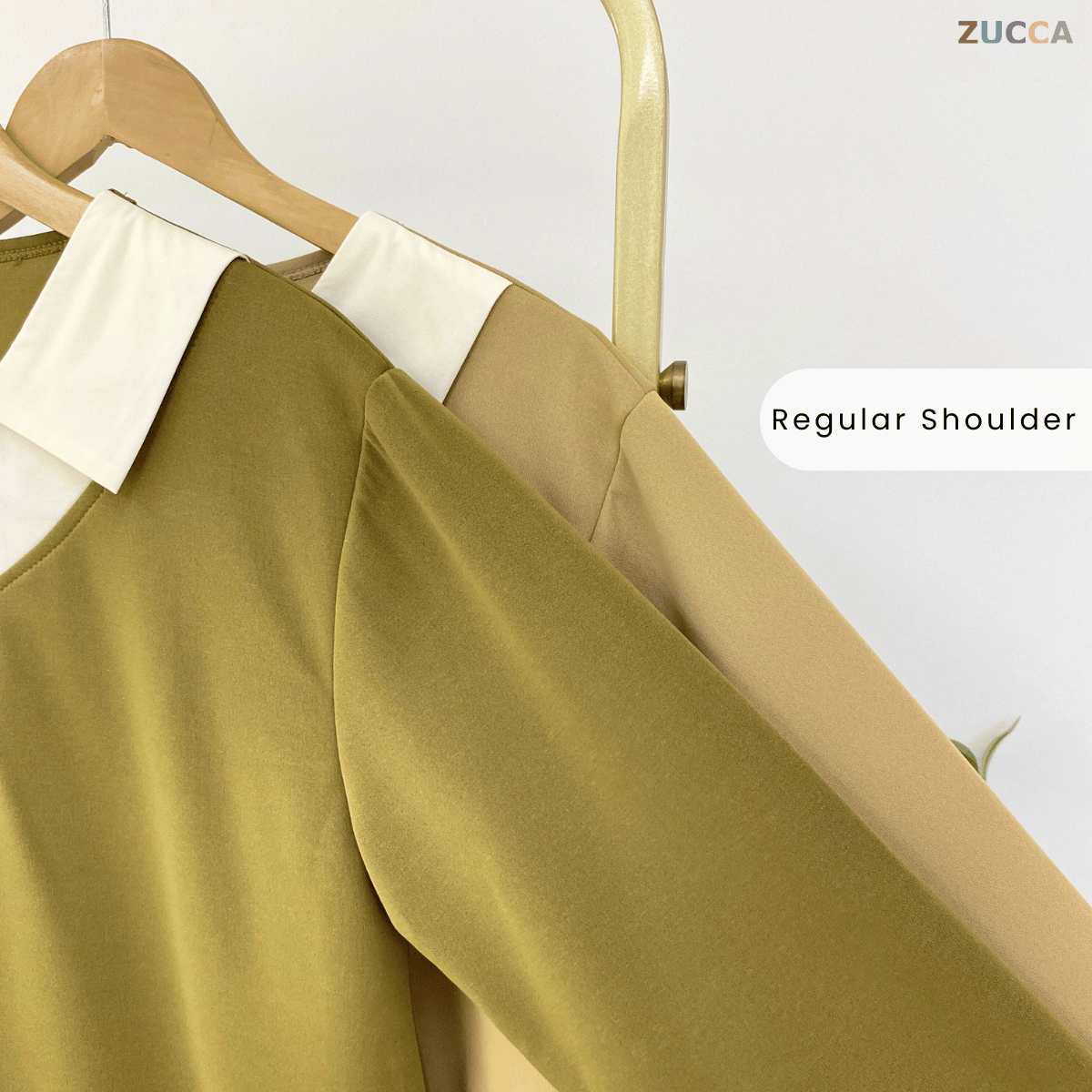 ZUCCA RUBY CONTRAST COLLAR LONG SLEEVE MODEST TOP-DM3205