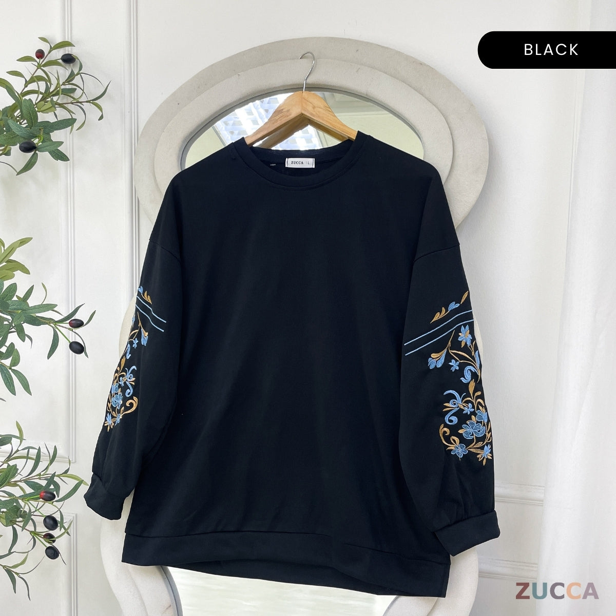 ZUCCA NELINA MODEST EMBROIDERED LONG SLEEVE WOMEN TOP - DM327