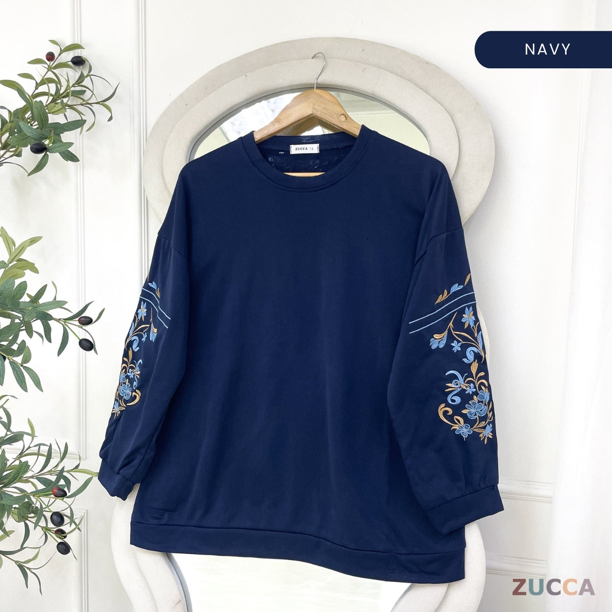 ZUCCA NELINA MODEST EMBROIDERED LONG SLEEVE WOMEN TOP - DM327