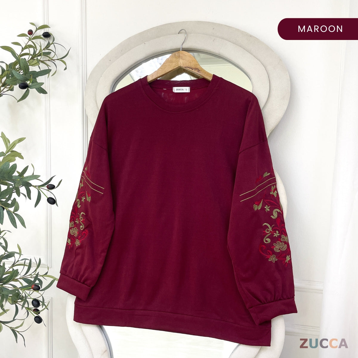 ZUCCA NELINA MODEST EMBROIDERED LONG SLEEVE WOMEN TOP - DM327