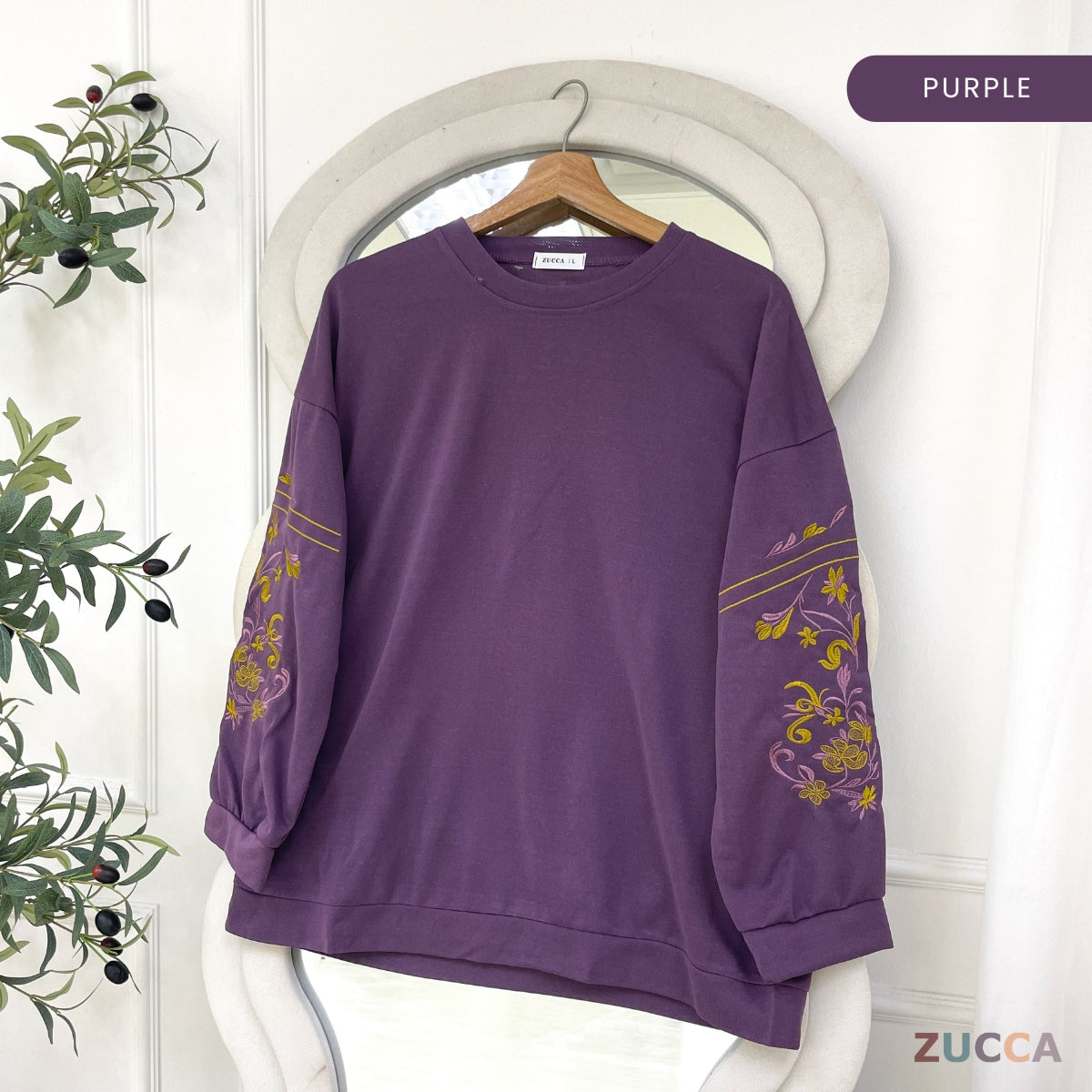 ZUCCA NELINA MODEST EMBROIDERED LONG SLEEVE WOMEN TOP - DM327