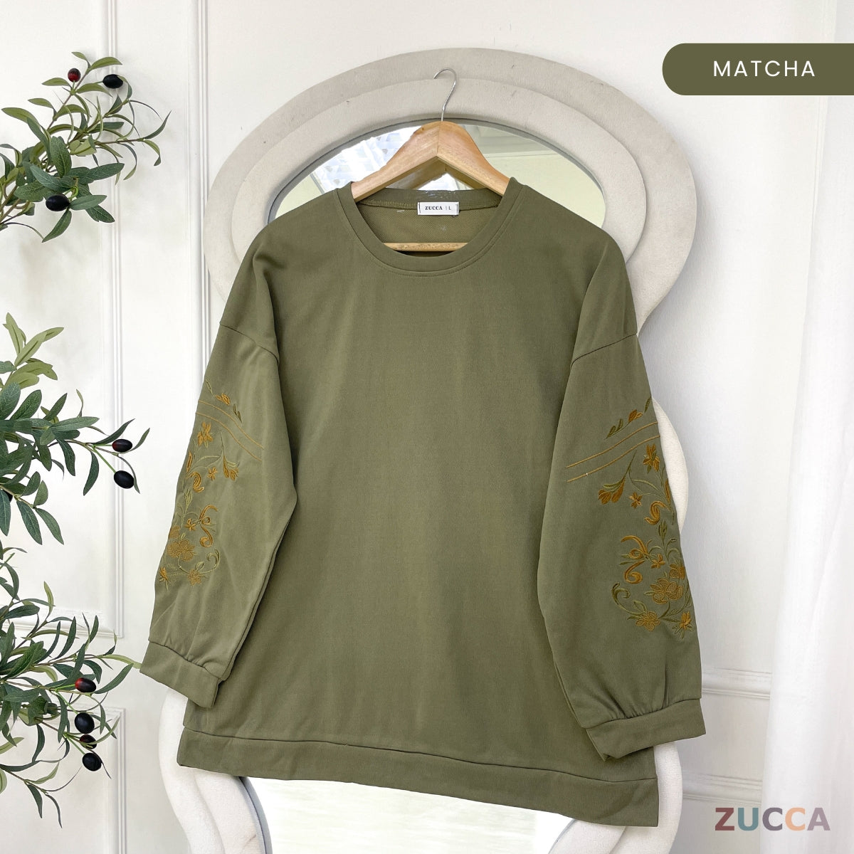 ZUCCA NELINA MODEST EMBROIDERED LONG SLEEVE WOMEN TOP - DM327